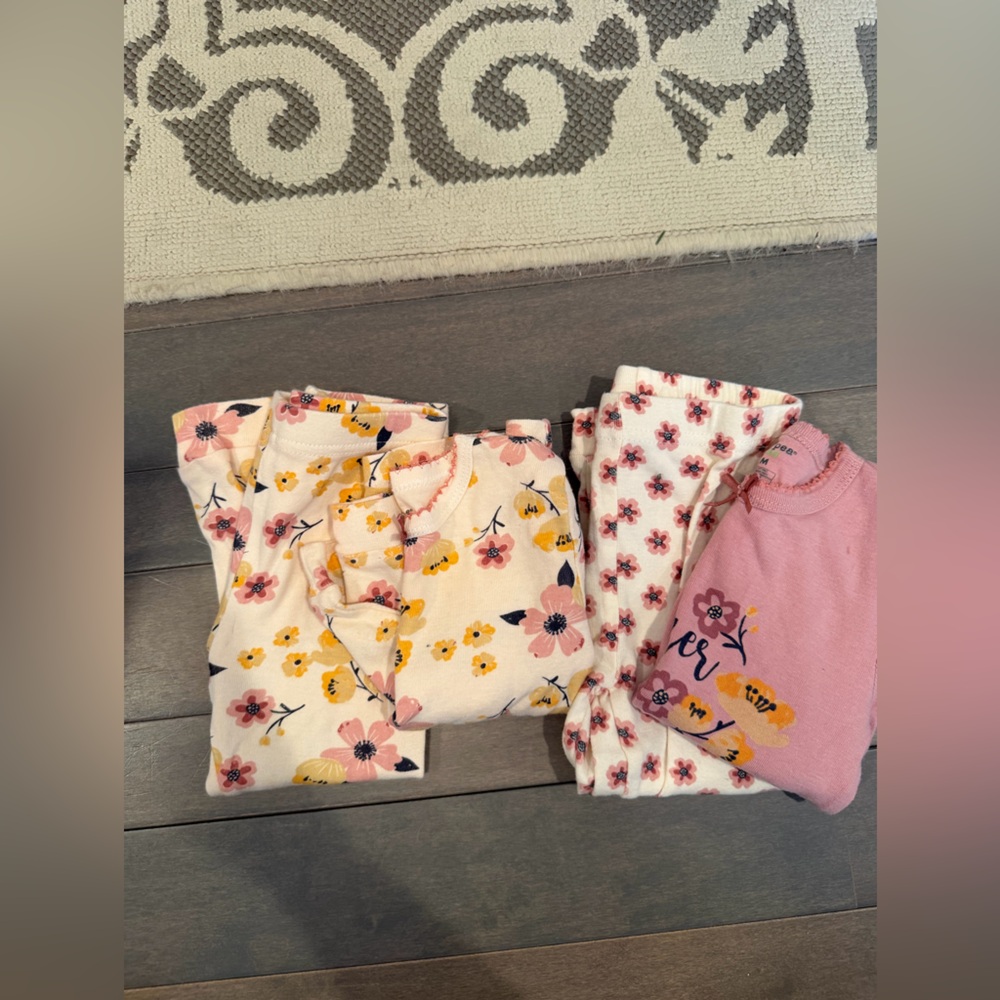 Chick Pea Floral Kids Pajama Sets - Pink, Yellow, White